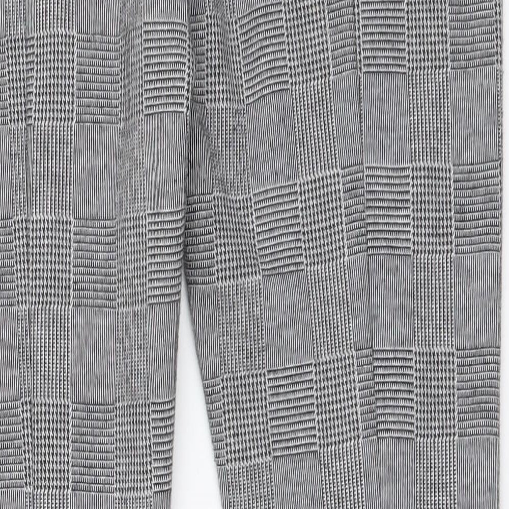 River Island Womens Grey Plaid Polyester Chino Trousers Size 8 L27 in Regular Button