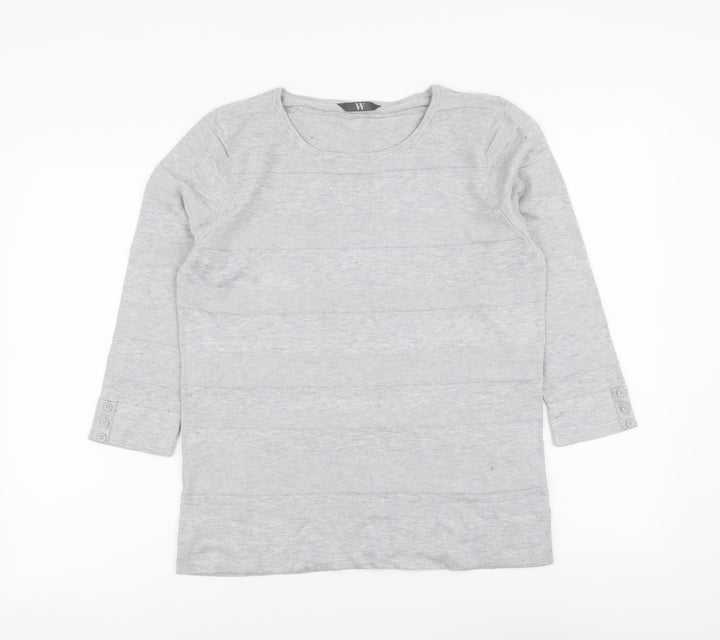 BHS Womens Grey Round Neck Viscose Pullover Jumper Size 14