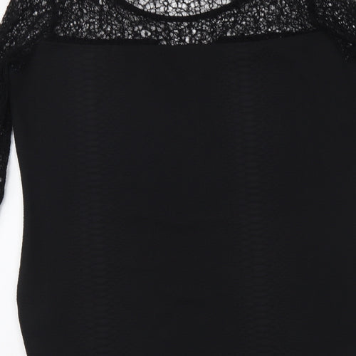Fransa Womens Black Polyester Basic Blouse Size L Round Neck