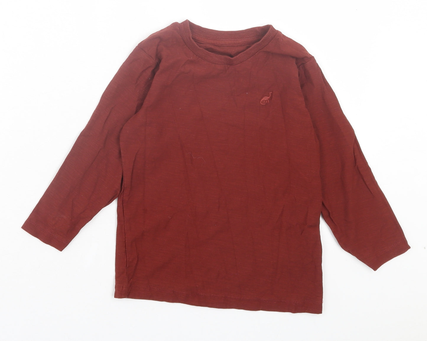 Matalan Boys Brown Cotton Basic Casual Size 4-5 Years Crew Neck Pullover - Dinosaur