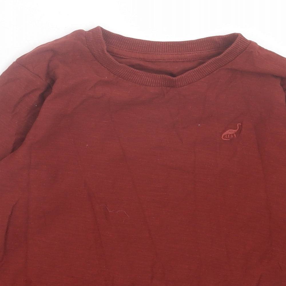 Matalan Boys Brown Cotton Basic Casual Size 4-5 Years Crew Neck Pullover - Dinosaur