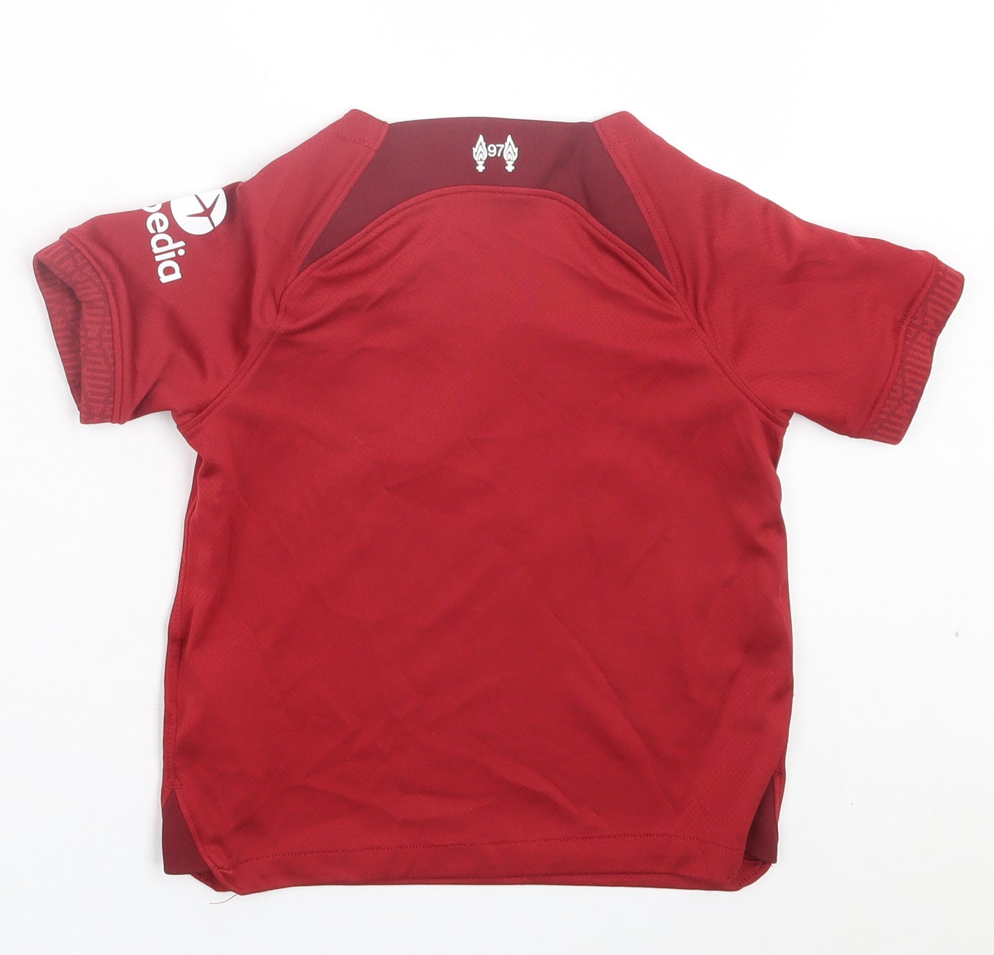 Nike Boys Red Polyester Pullover T-Shirt Size 3-4 Years Crew Neck Pullover - Liverpool FC