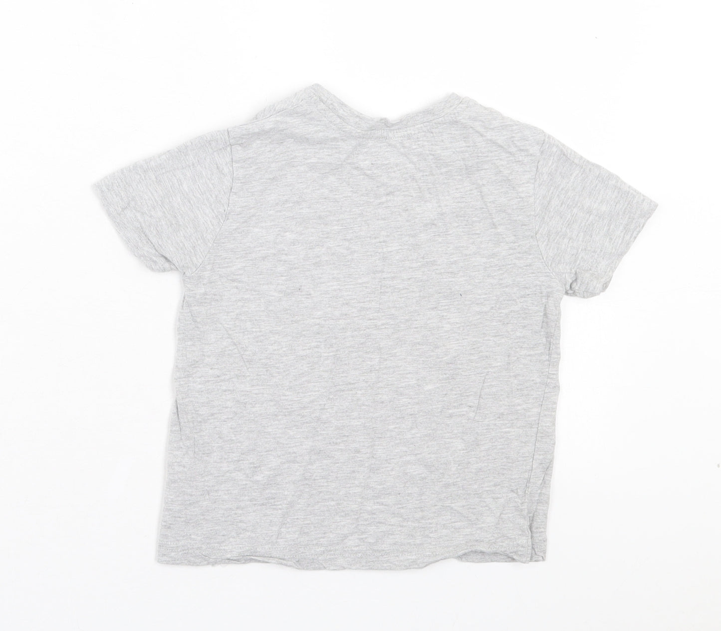 Primark Girls Grey Cotton Basic T-Shirt Size 3-4 Years Crew Neck Pullover - Dino