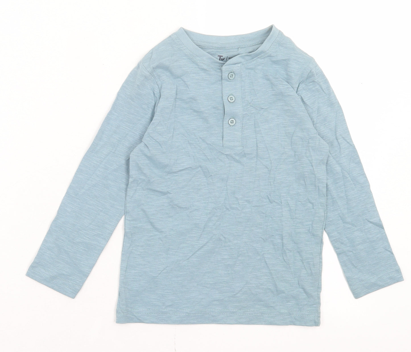 TU Boys Blue Cotton Basic Casual Size 3 Years Henley Pullover