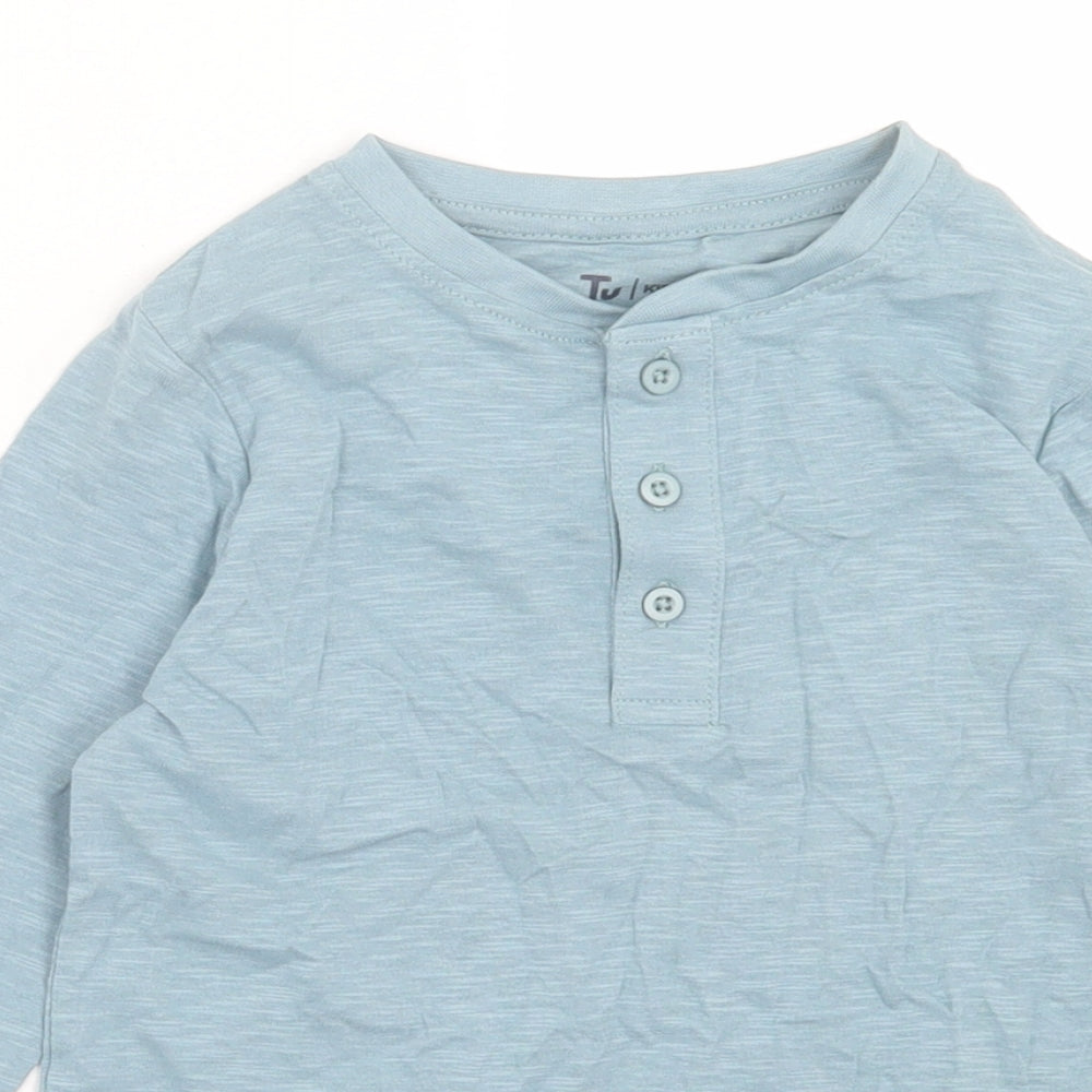 TU Boys Blue Cotton Basic Casual Size 3 Years Henley Pullover