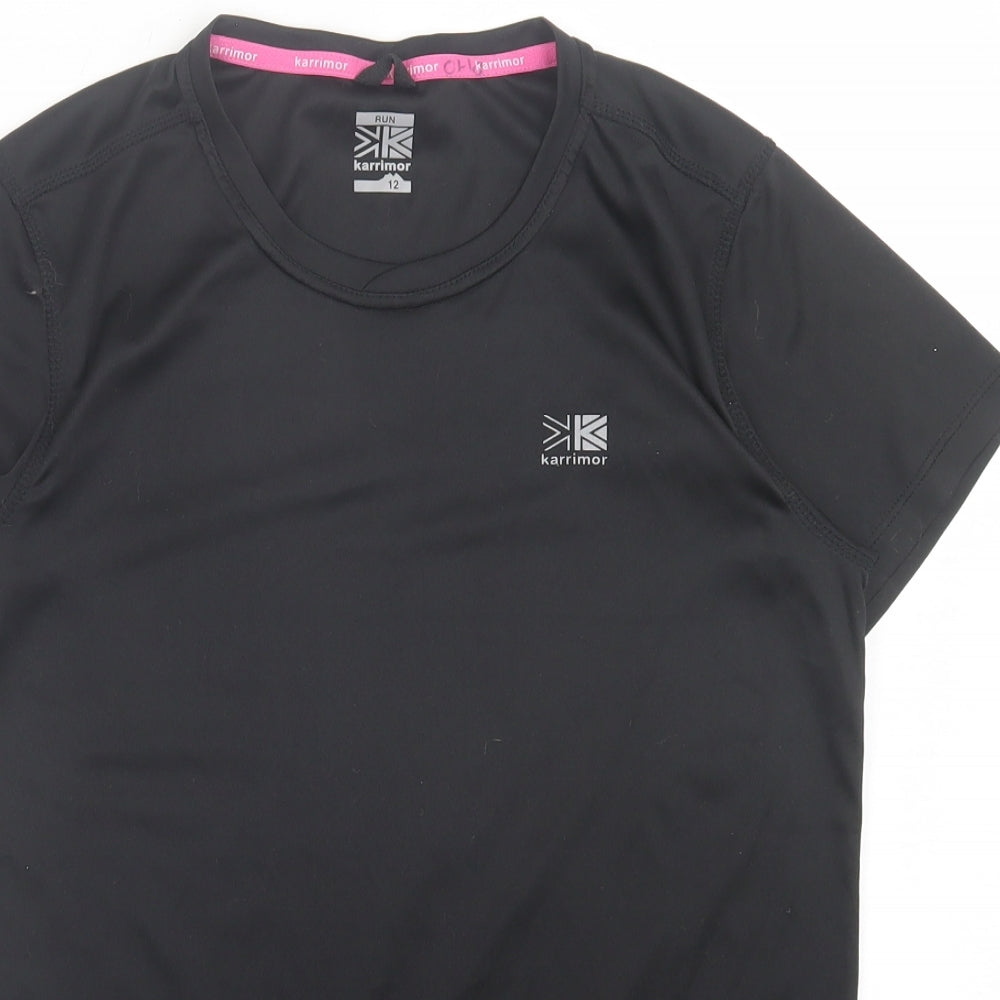 Karrimor Womens Black Polyester Basic T-Shirt Size 12 Crew Neck Pullover