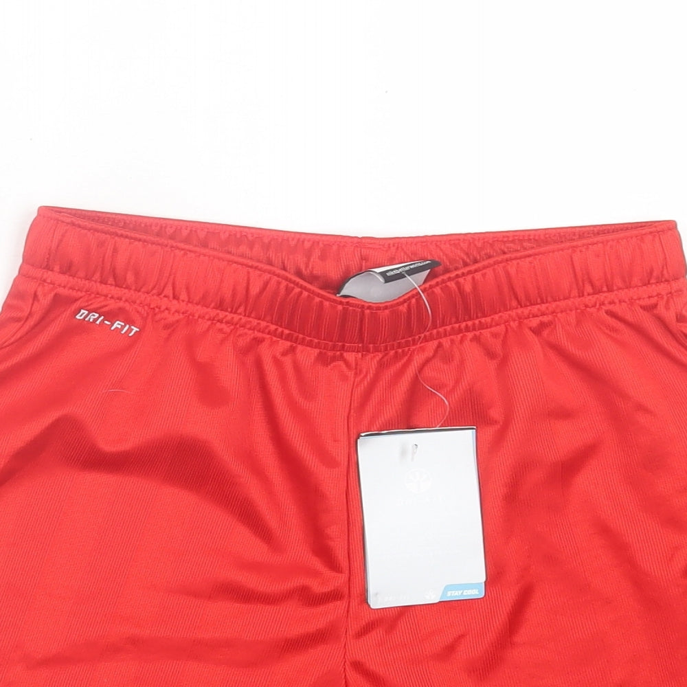 Nike Boys Red Polyester Sweat Shorts Size 10 Years Regular Drawstring