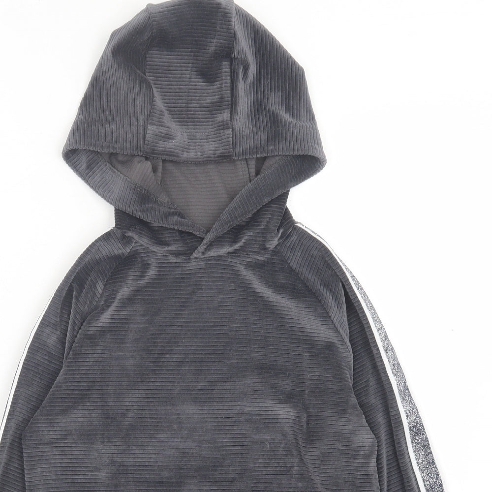 F&F Girls Grey Polyester Pullover Hoodie Size 10-11 Years Pullover