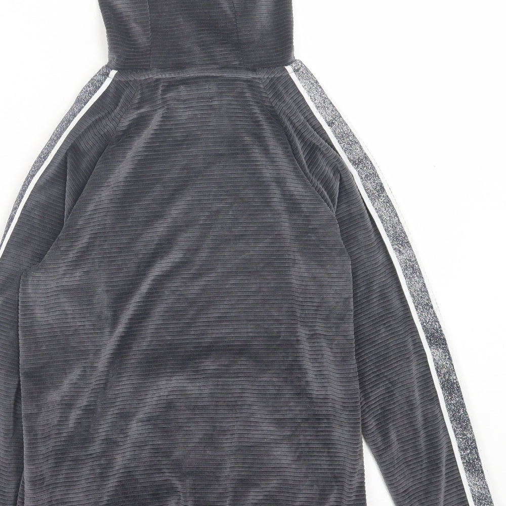F&F Girls Grey Polyester Pullover Hoodie Size 10-11 Years Pullover