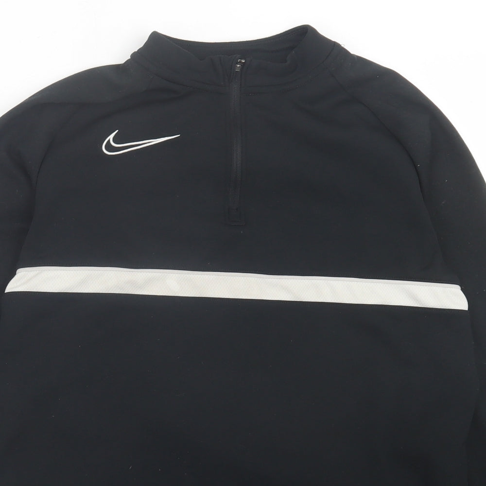 Nike Boys Black Polyester Pullover Sweatshirt Size 11-12 Years Zip