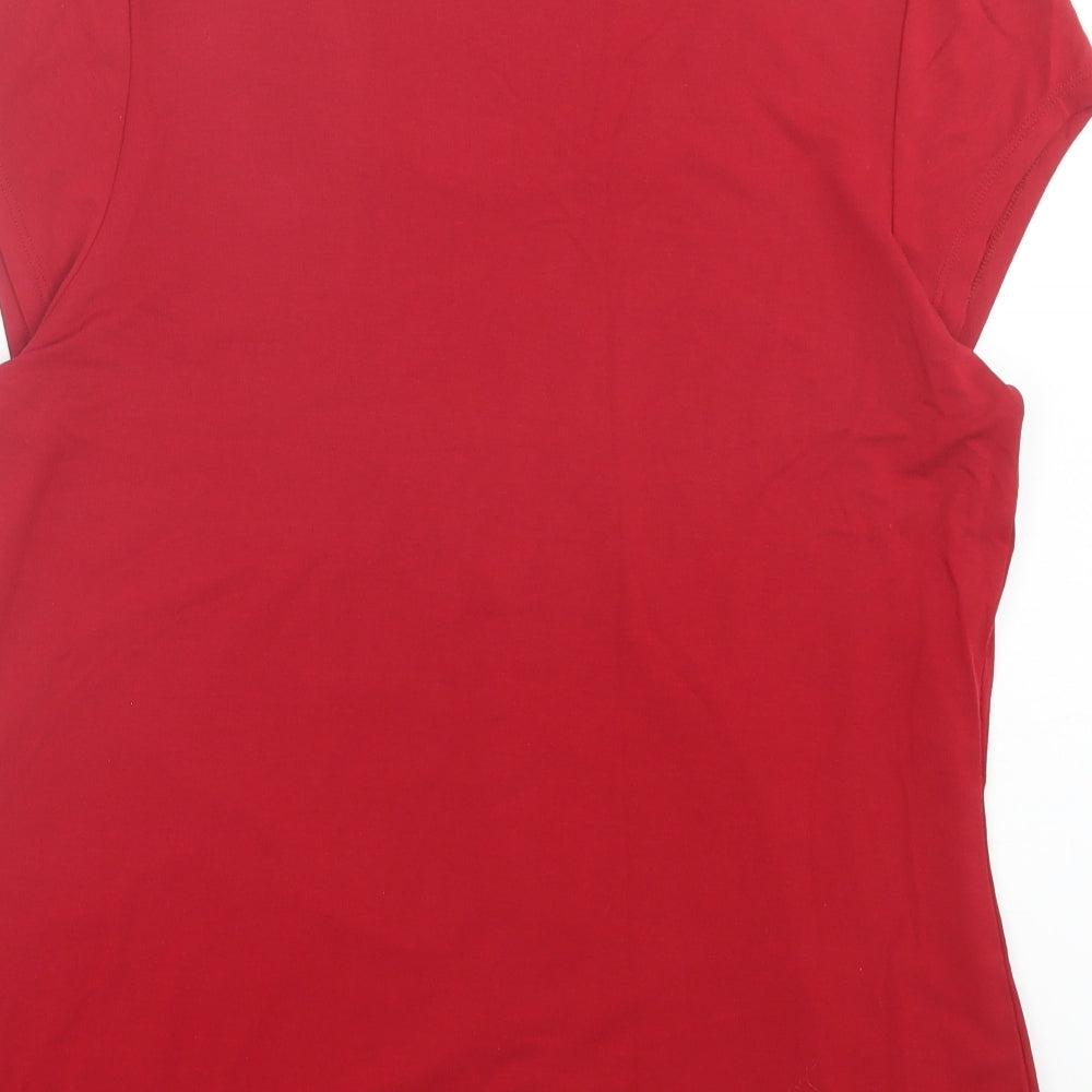Marks and Spencer Womens Red Viscose Basic T-Shirt Size 16 Scoop Neck
