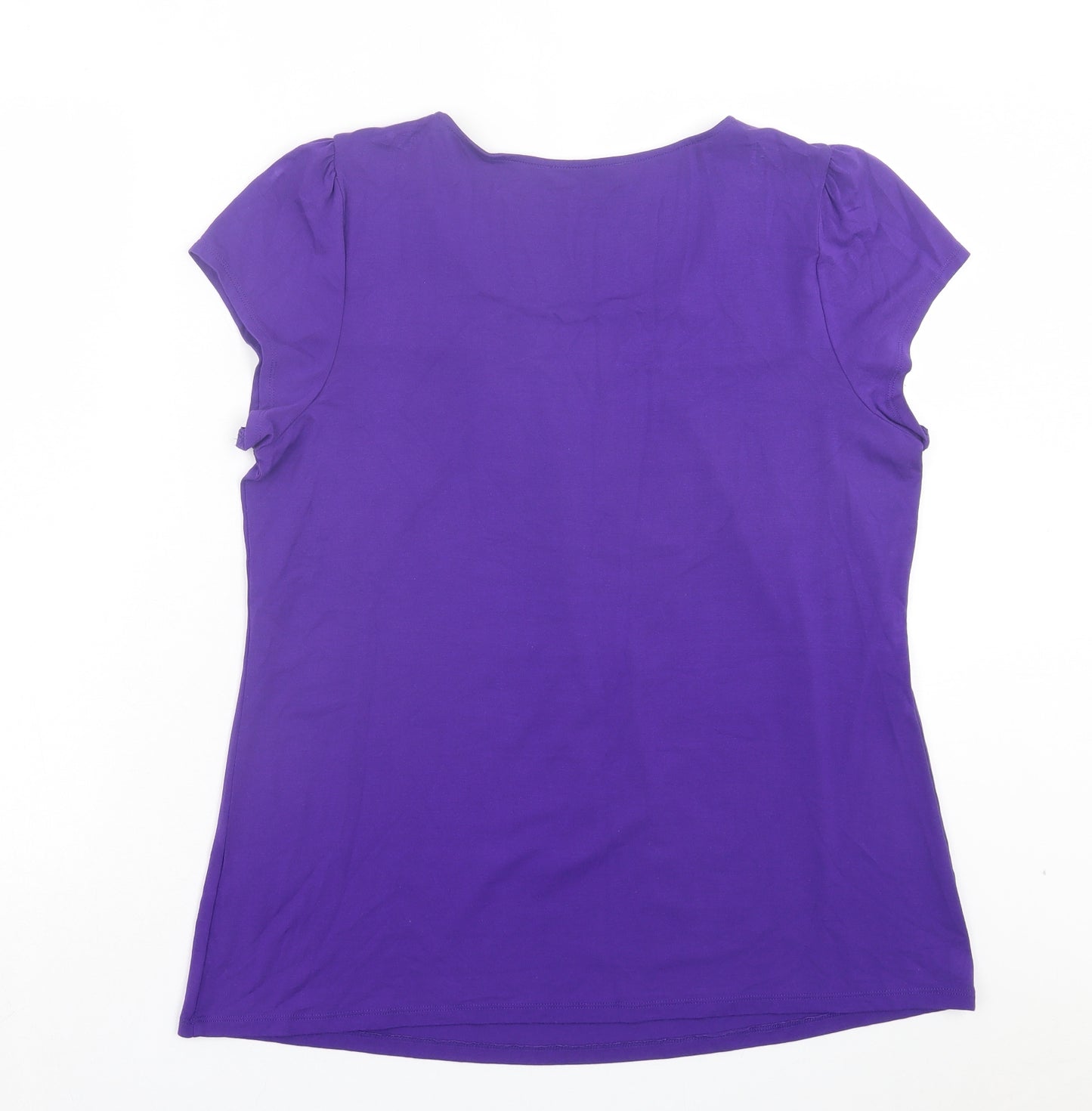 Marks and Spencer Womens Purple Viscose Basic T-Shirt Size 16 Scoop Neck