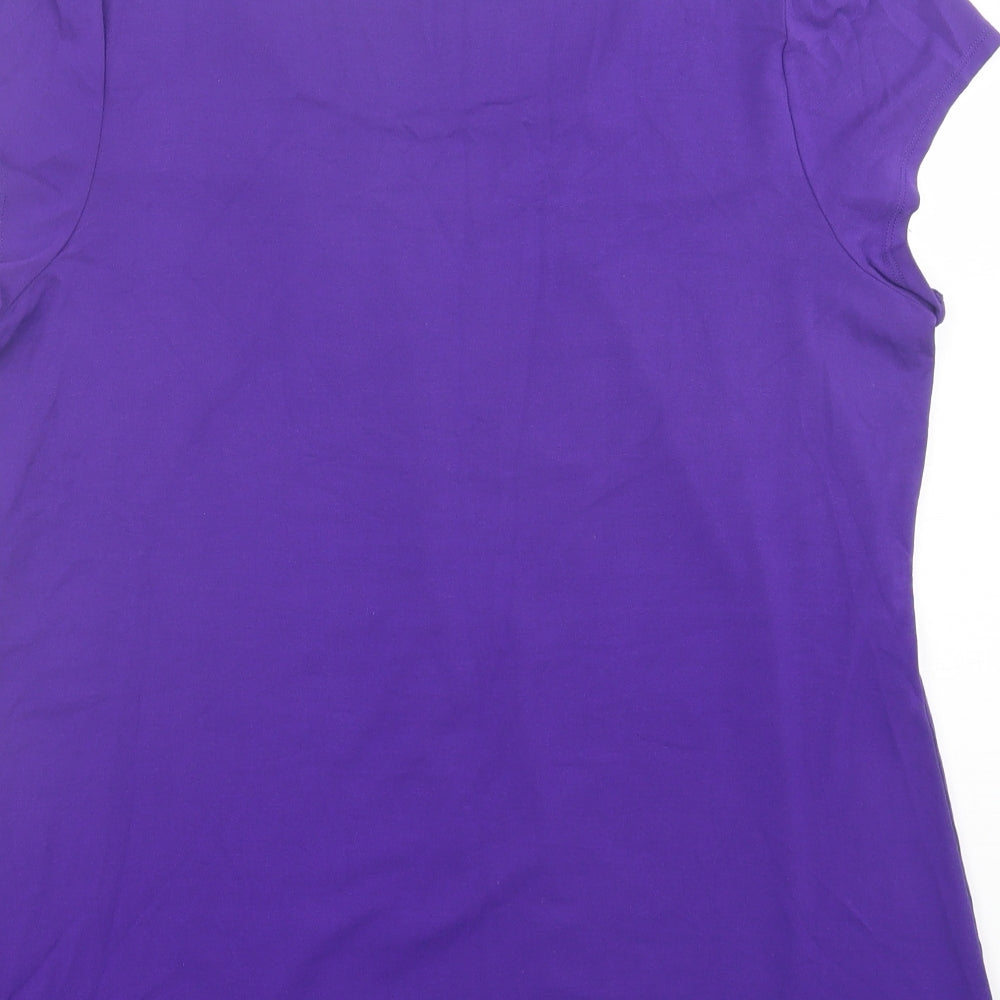 Marks and Spencer Womens Purple Viscose Basic T-Shirt Size 16 Scoop Neck