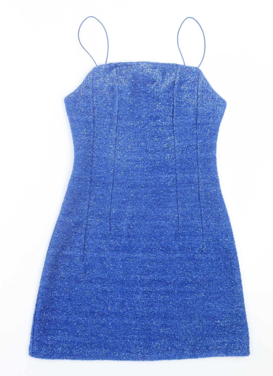 Topshop Womens Blue Polyester A-Line Size 4 Square Neck Zip
