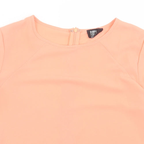 Poppy Lux Womens Pink Polyester Basic T-Shirt Size 12 Crew Neck