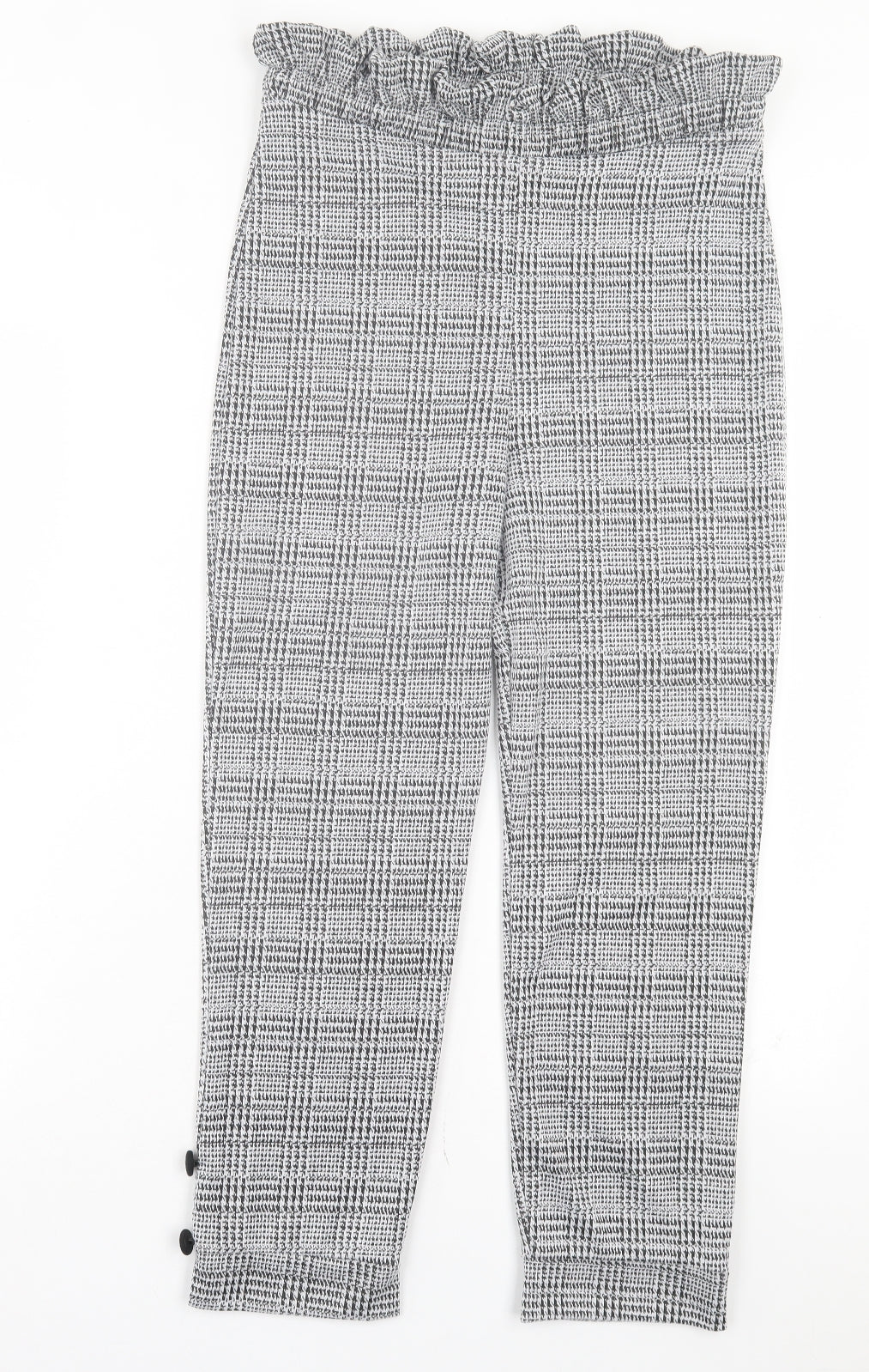Boohoo Womens Grey Plaid Polyester Trousers Size 12 L24 in Regular