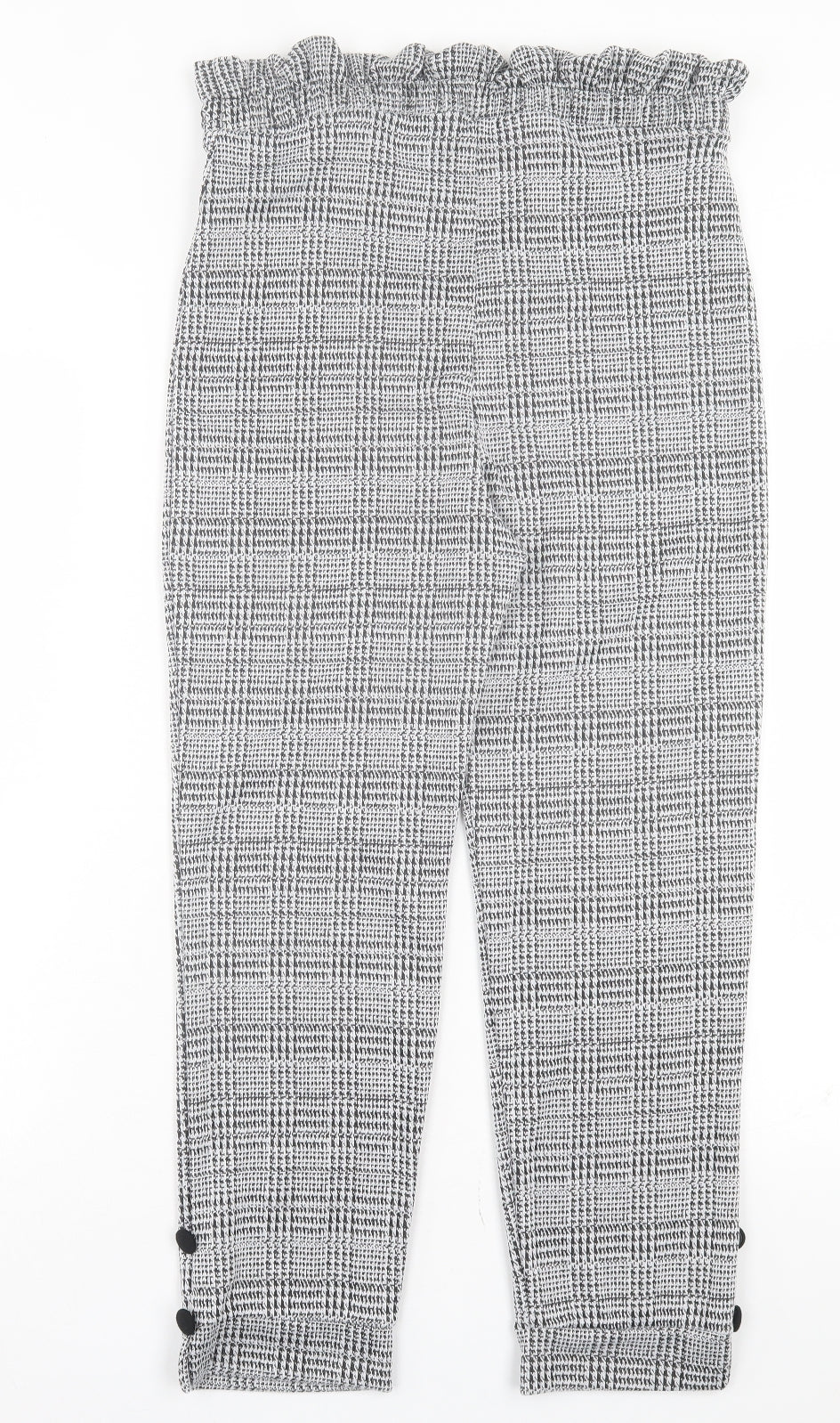 Boohoo Womens Grey Plaid Polyester Trousers Size 12 L24 in Regular