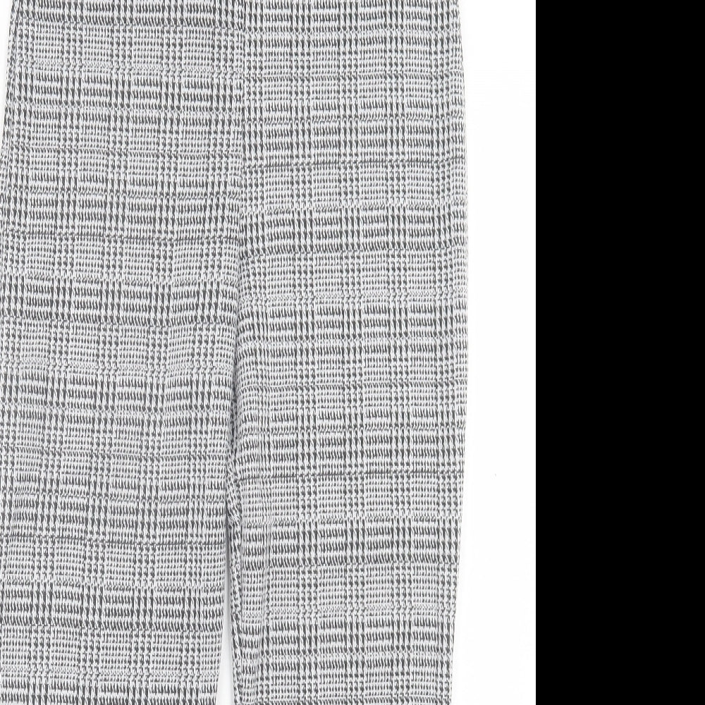 Boohoo Womens Grey Plaid Polyester Trousers Size 12 L24 in Regular