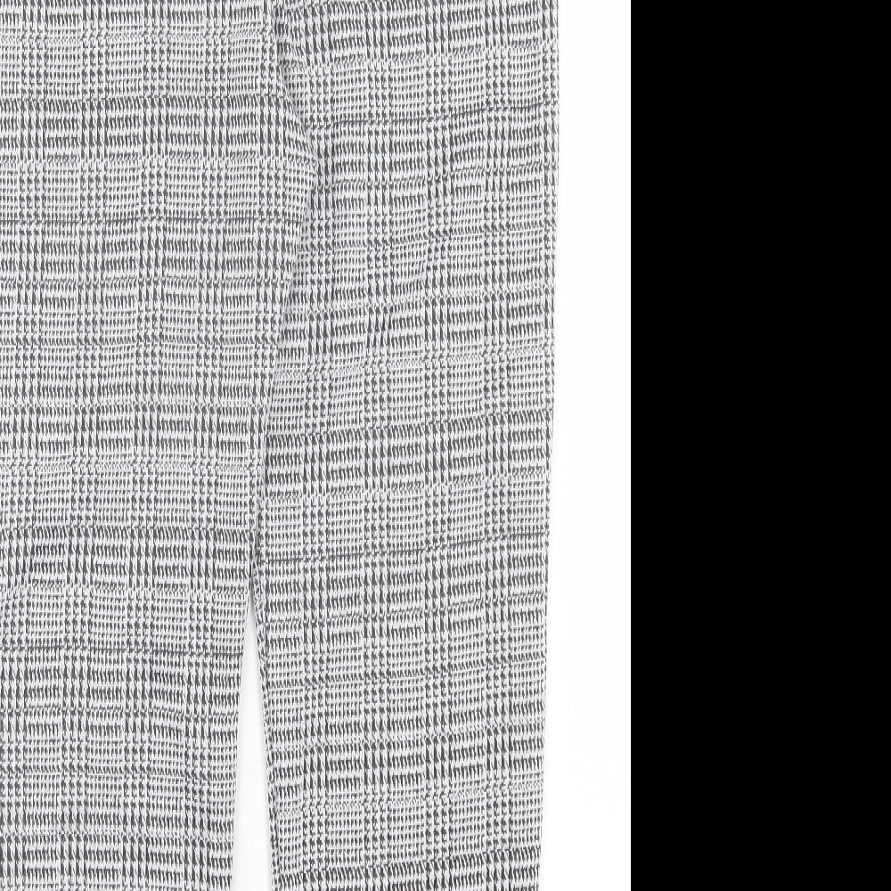 Boohoo Womens Grey Plaid Polyester Trousers Size 12 L24 in Regular