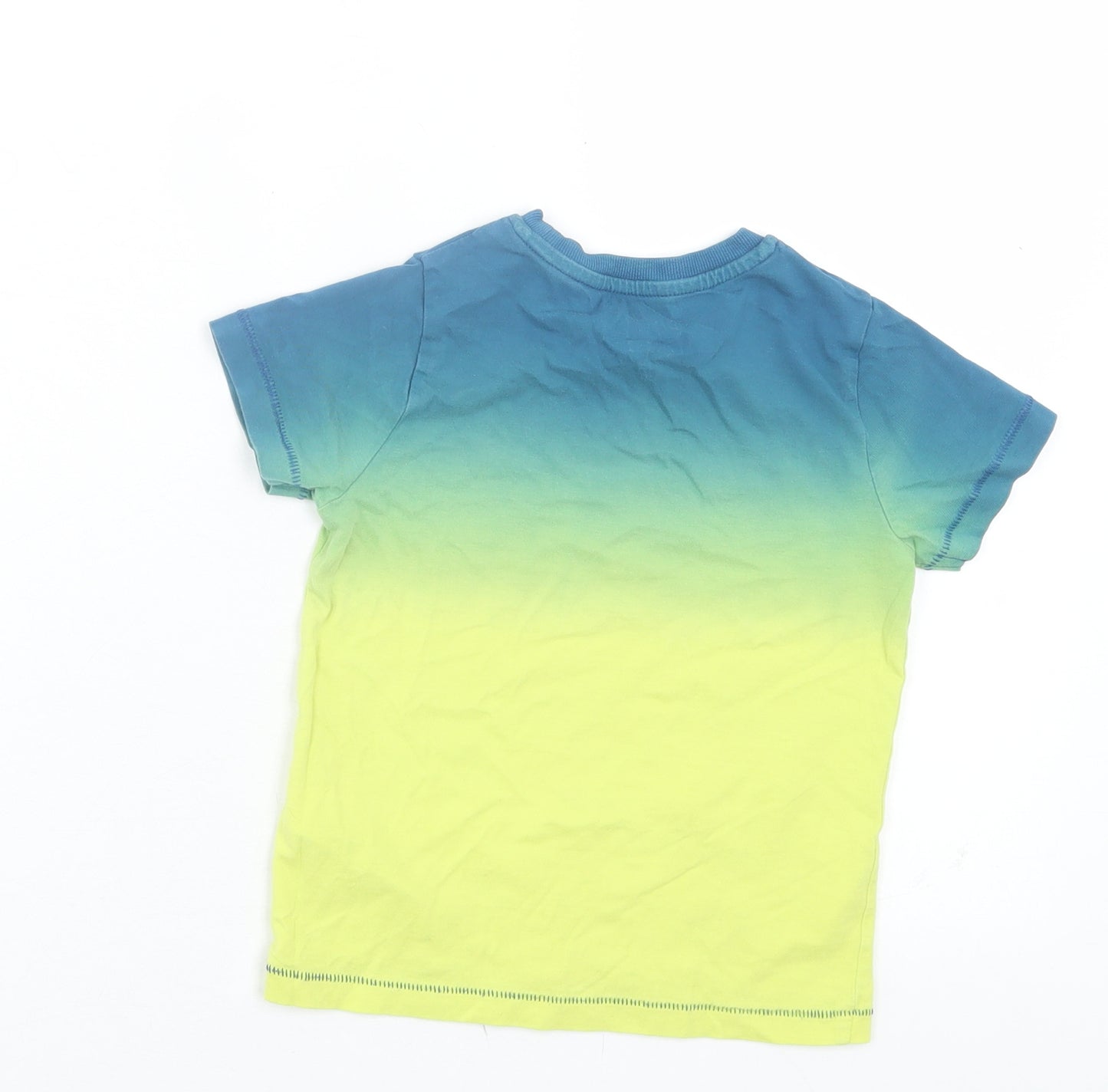 Marks and Spencer Boys Yellow Cotton Basic T-Shirt Size 3-4 Years Crew Neck Pullover - Surf