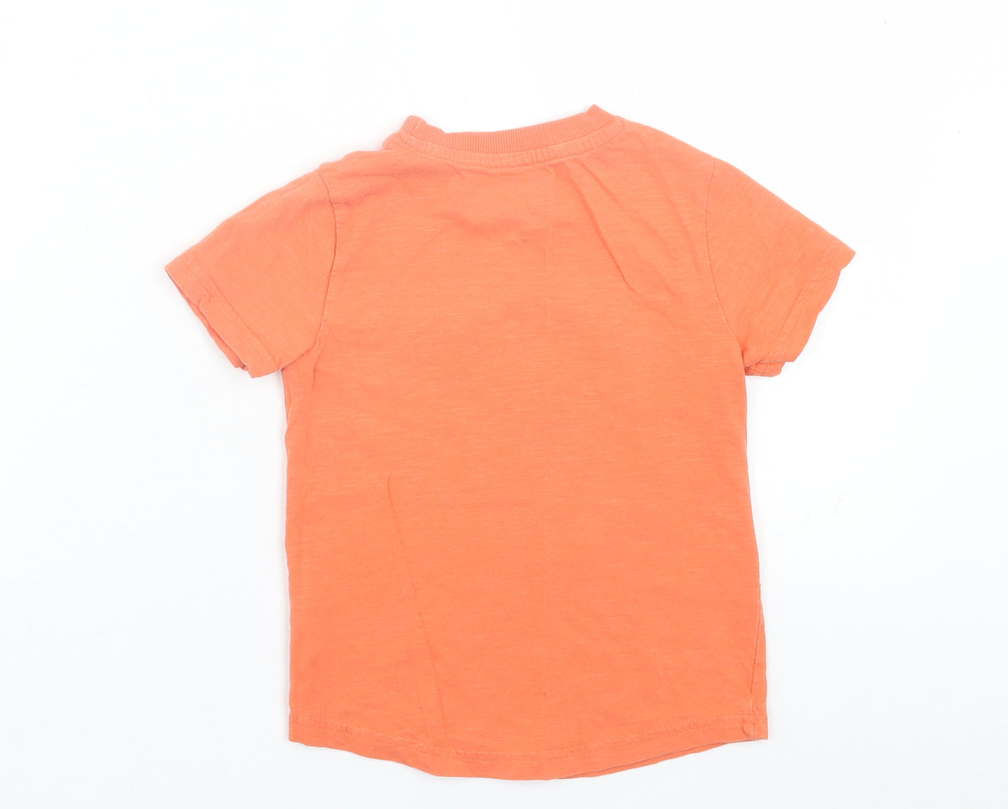 F&F Boys Orange Cotton Basic T-Shirt Size 3-4 Years Crew Neck Pullover - Tiger