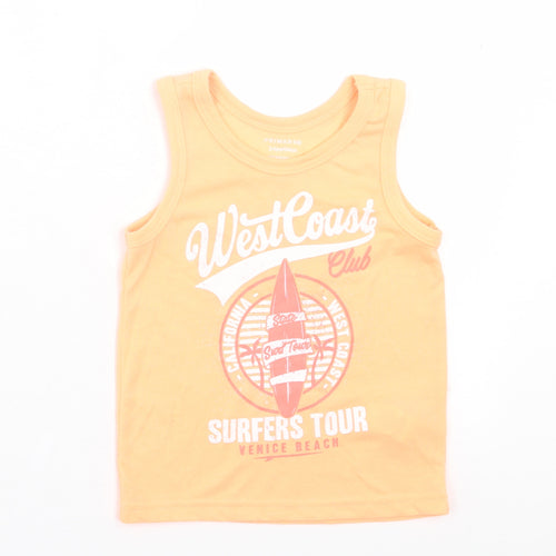 Primark Boys Orange Polyester Basic Tank Size 3-4 Years Crew Neck Pullover - West Coast