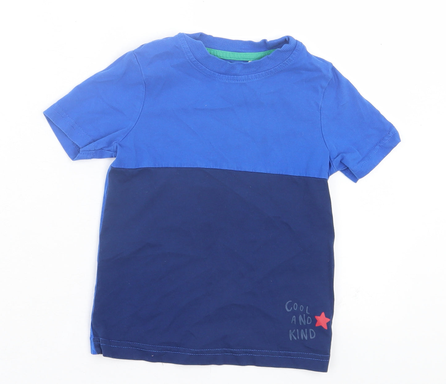 George Boys Blue Cotton Basic T-Shirt Size 3-4 Years Crew Neck Pullover - Cool And Kind