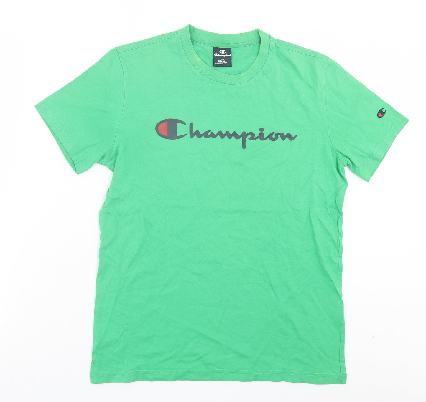 Champion Mens Green Cotton T-Shirt Size S Crew Neck