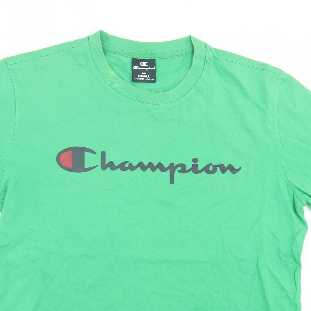 Champion Mens Green Cotton T-Shirt Size S Crew Neck
