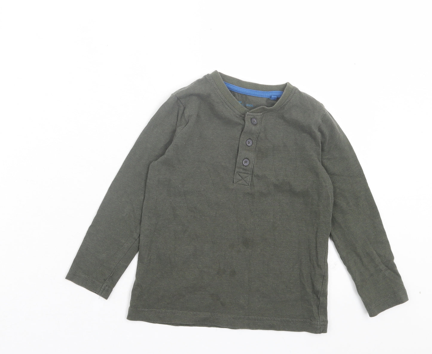 TU Boys Green Cotton Basic Casual Size 3 Years Henley Button