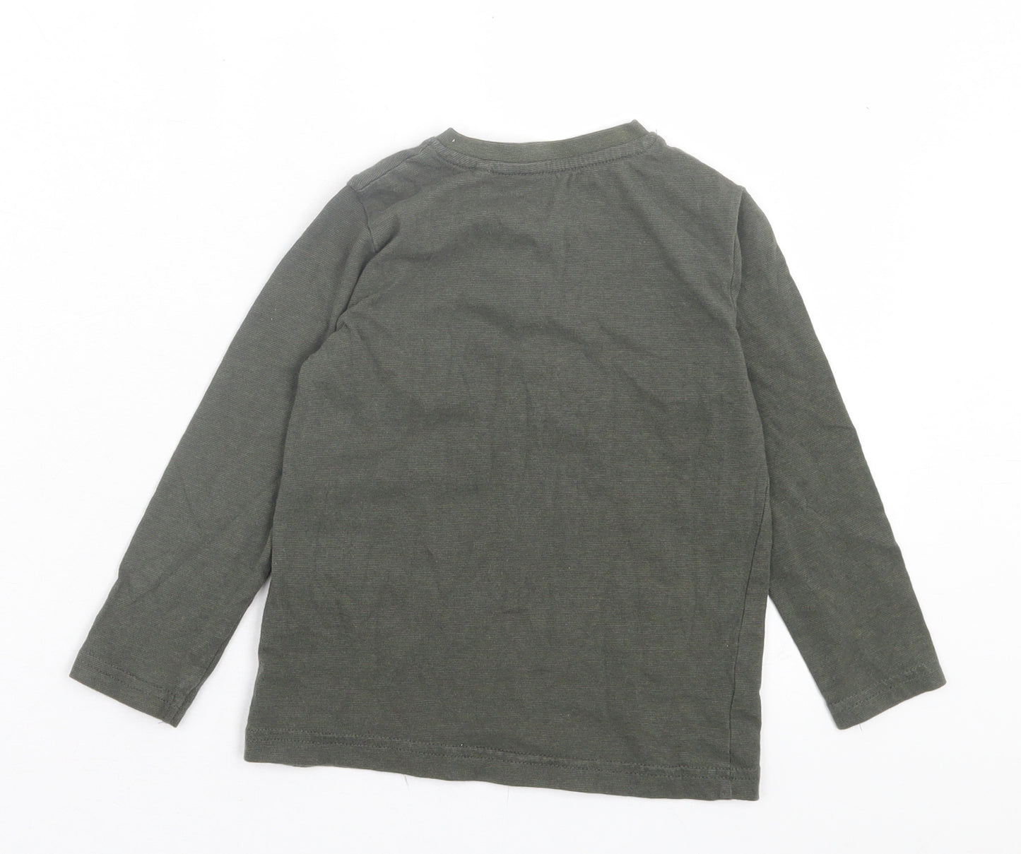 TU Boys Green Cotton Basic Casual Size 3 Years Henley Button