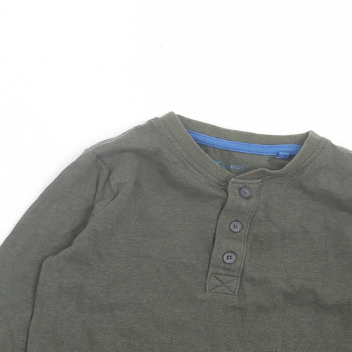 TU Boys Green Cotton Basic Casual Size 3 Years Henley Button