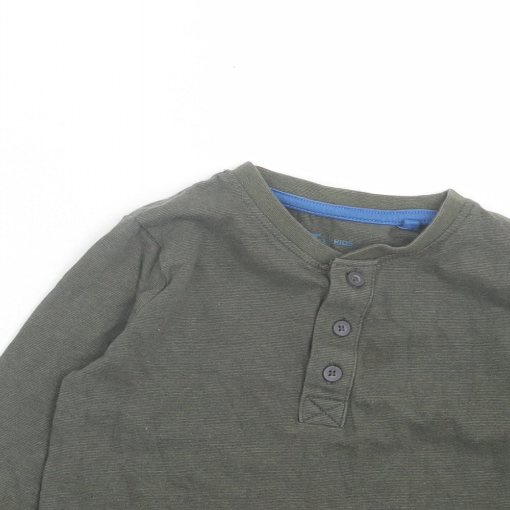 TU Boys Green Cotton Basic Casual Size 3 Years Henley Button