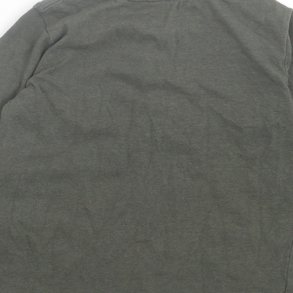 TU Boys Green Cotton Basic Casual Size 3 Years Henley Button