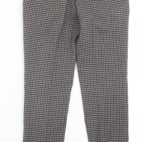 F&F Mens Brown Plaid Polyester Trousers Size 30 in L28 in Regular Hook & Eye
