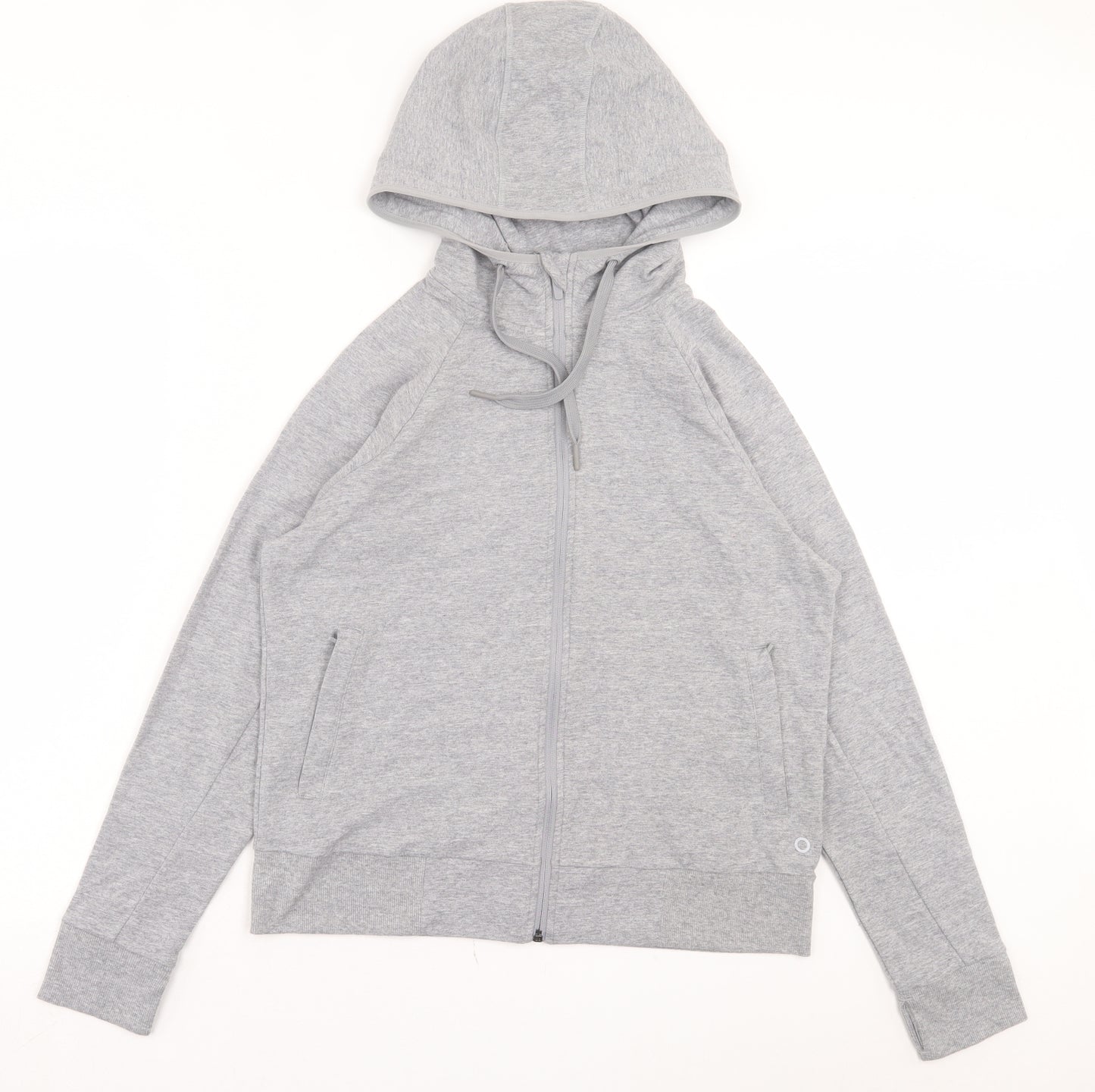 Marks and Spencer Womens Grey Cotton Full Zip Hoodie Size 14 Zip