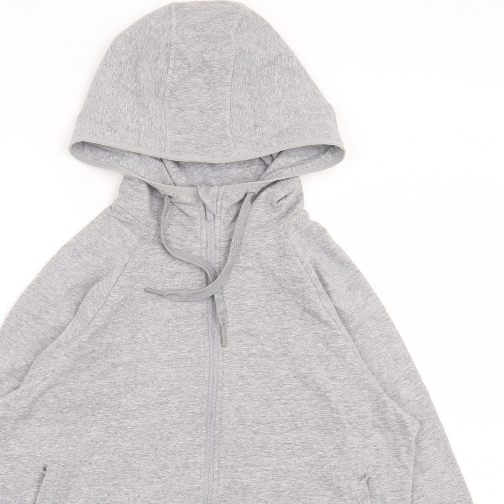 Marks and Spencer Womens Grey Cotton Full Zip Hoodie Size 14 Zip