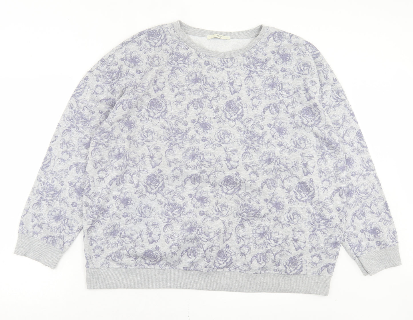 George Womens Grey Floral Cotton Pullover Sweatshirt Size 22 Pullover