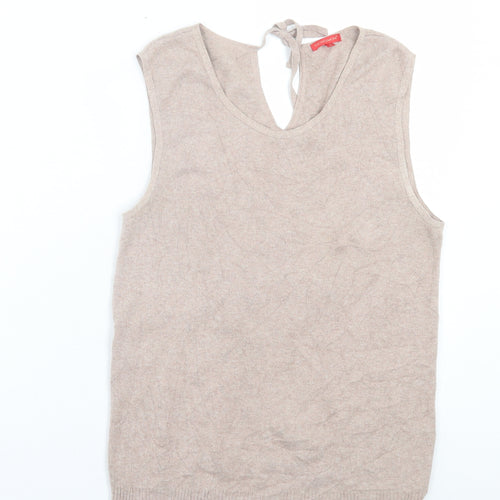 Benson Womens Brown Scoop Neck Cotton Vest Jumper Size S