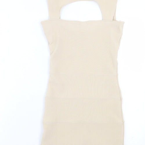 Aislinn Womens Beige Polyester Bodycon Size 10 Halter Pullover