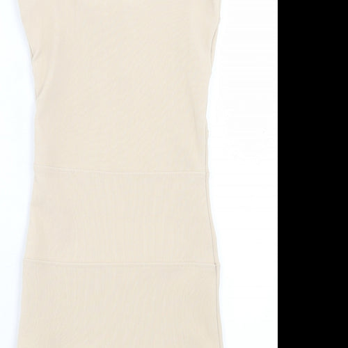 Aislinn Womens Beige Polyester Bodycon Size 10 Halter Pullover
