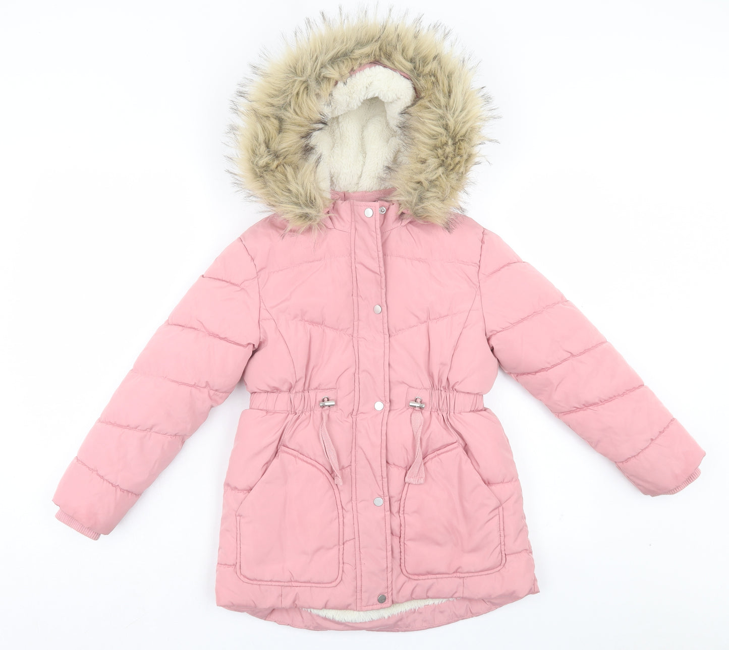 Nutmeg Girls Pink Overcoat Coat Size 7-8 Years Zip