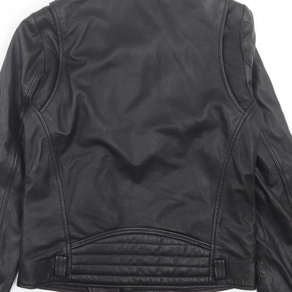 Maison Scotch Womens Black Biker Jacket Size 8 Zip