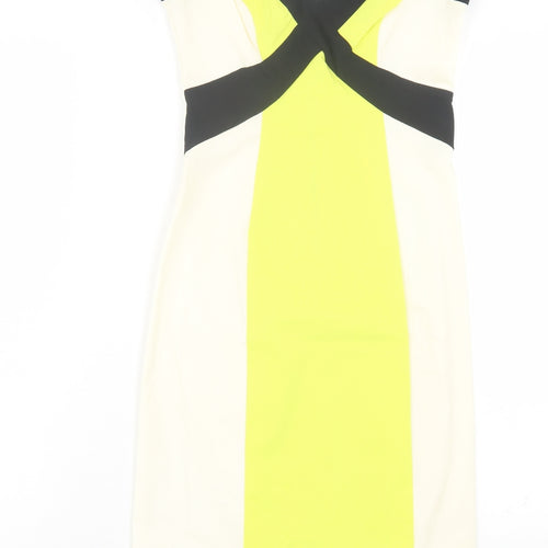 Julien Macdonald Womens Multicoloured Colourblock Polyamide A-Line Size 8 V-Neck Zip