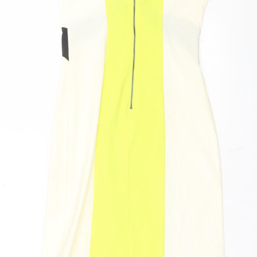 Julien Macdonald Womens Multicoloured Colourblock Polyamide A-Line Size 8 V-Neck Zip