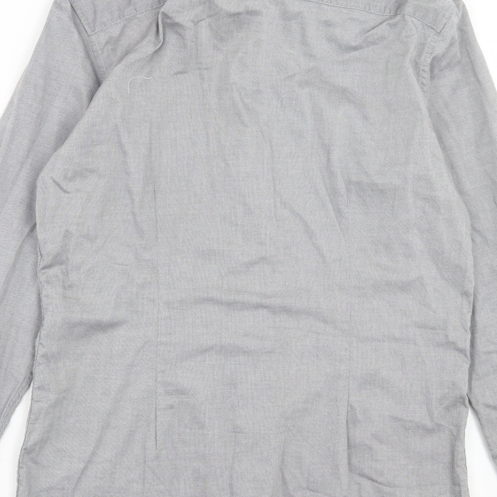 NEXT Mens Grey Cotton Button-Up Size 16 Collared Button