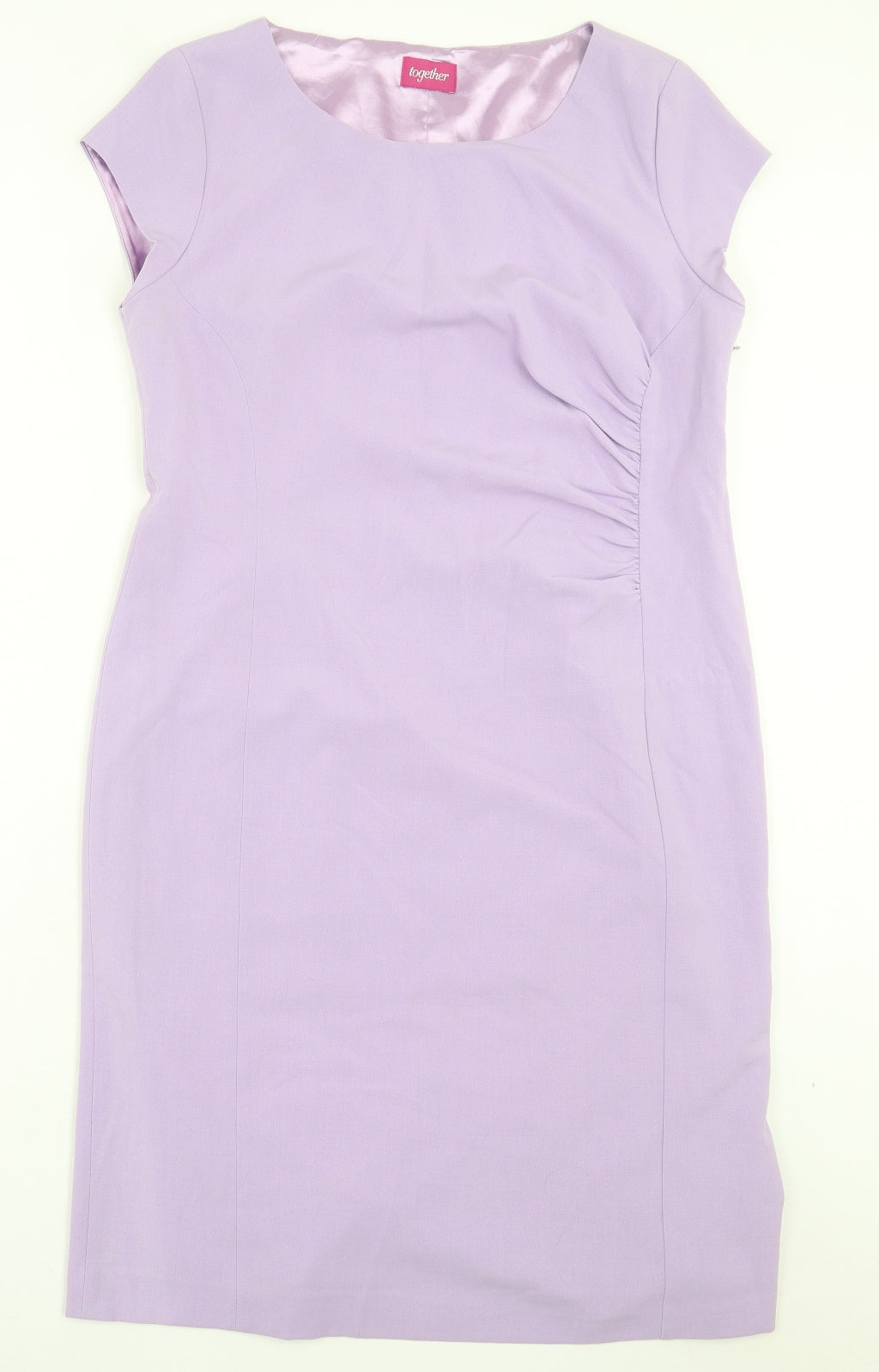 Together Womens Purple Polyester Shift Size 16 Boat Neck Zip