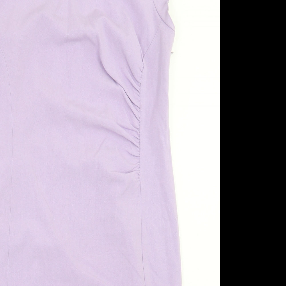 Together Womens Purple Polyester Shift Size 16 Boat Neck Zip