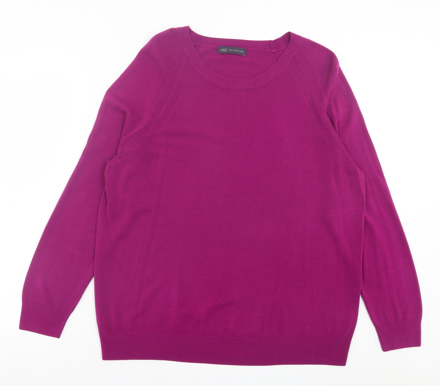Marks and Spencer Womens Purple Crew Neck Acrylic Pullover Jumper Size 20