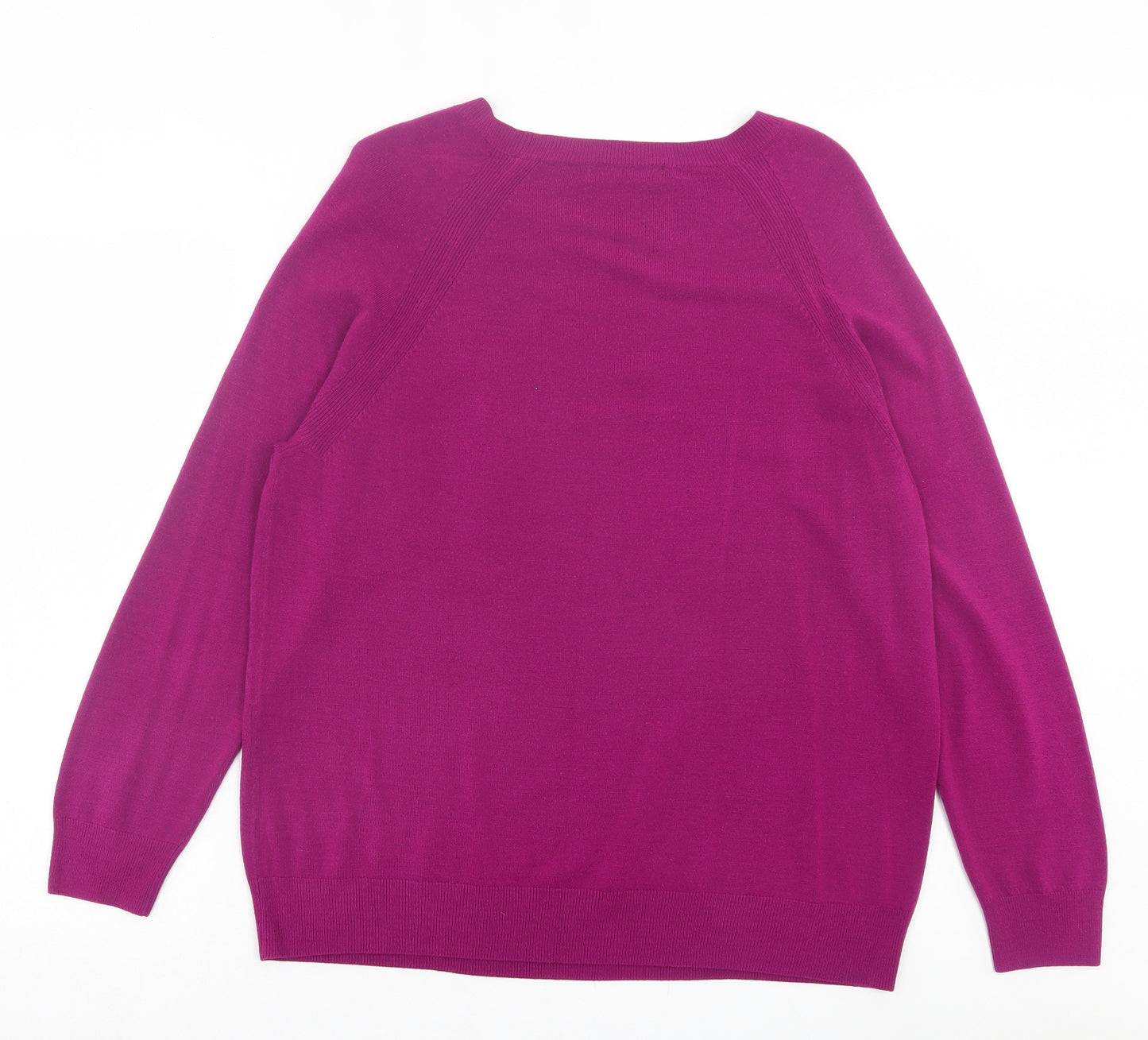 Marks and Spencer Womens Purple Crew Neck Acrylic Pullover Jumper Size 20